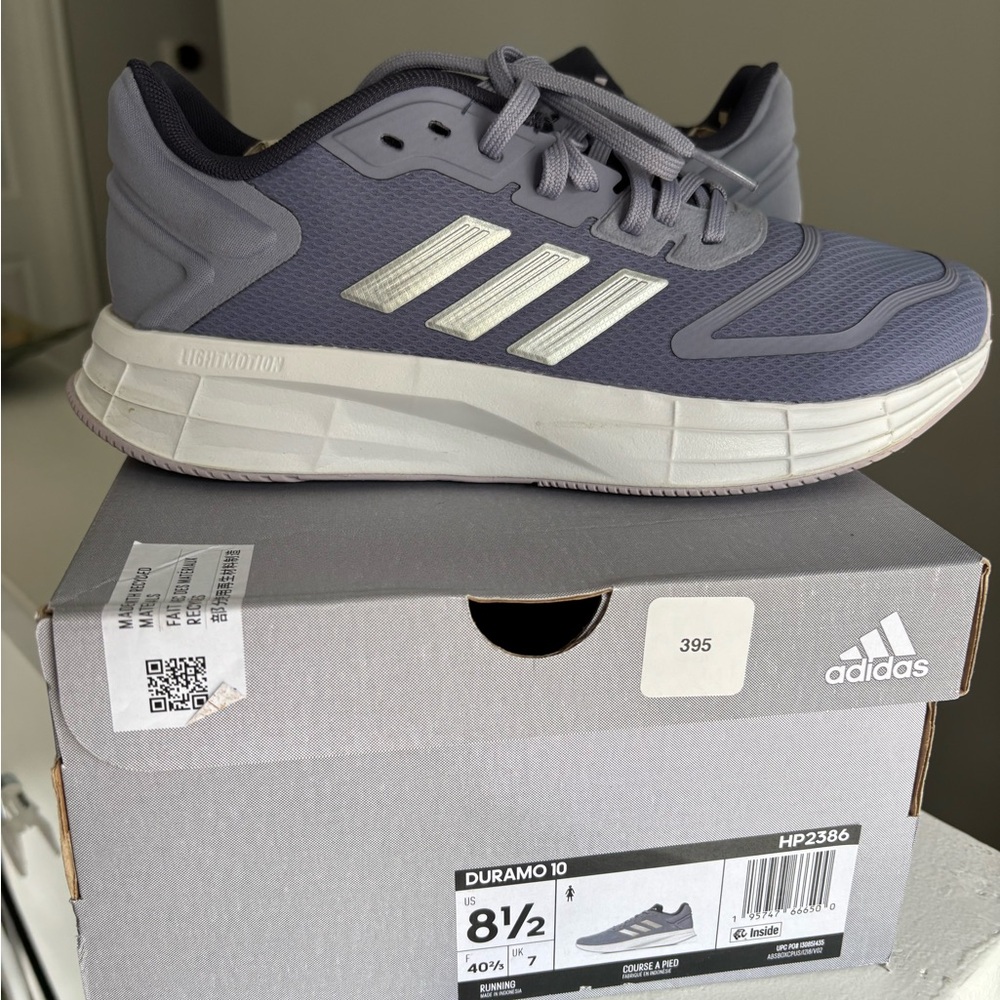 Adidas women Duramo 10 Athletic Shoes in Gray and‎ White 🔥🔥hot shoe